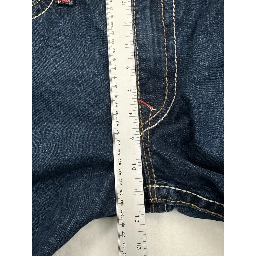 True Religion Men's 40 Blue Super T Flap Jeans Mb3 Thick Stitch Semetary Keef